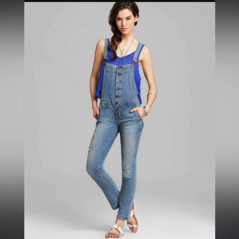 Free People Button Front Overalls